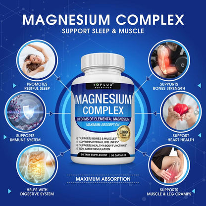 Toplux Magnesium Complex 8 Essential Magnesium Supplement 1000Mg